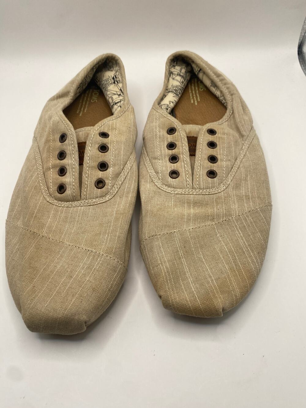 TOMS Alpargata Slip On Shoes Men’s Size 14 Beige Canvas Casual Flats